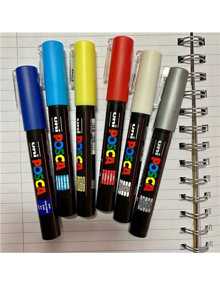 POS2,Set 6 Markere UNI-POSCA PC-1M, 0.7 mm, POS2