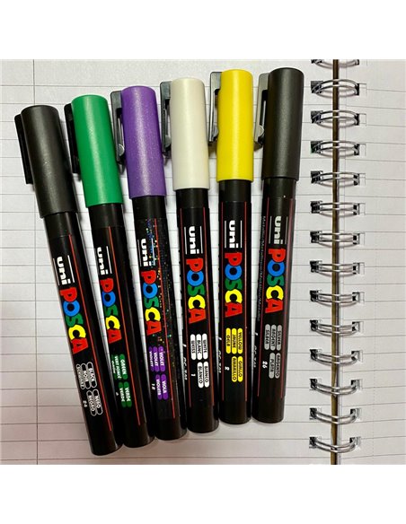 POS11,Set 6 Markere UNI-POSCA PC-3M, 0.9-1.3 mm, POS11