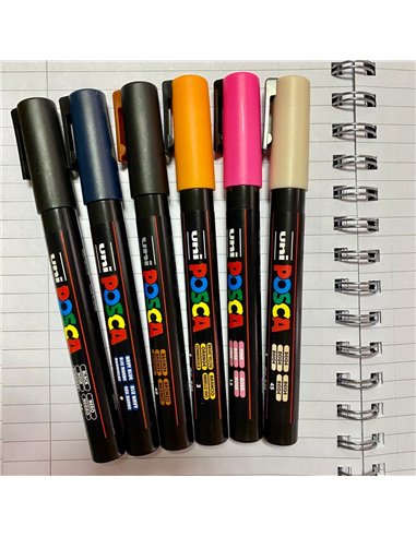 POS13,Set 6 Markere UNI-POSCA PC-3M, 0.9-1.3 mm, POS13