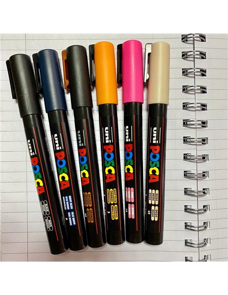 POS13,Set 6 Markere UNI-POSCA PC-3M, 0.9-1.3 mm, POS13
