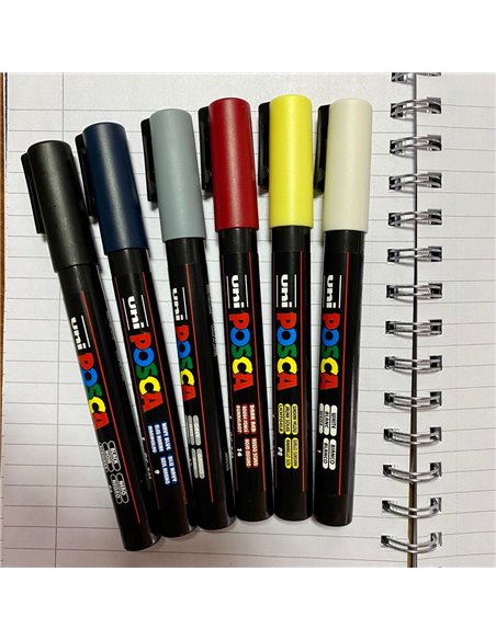 POS14,Set 6 Markere UNI-POSCA PC-3M, 0.9-1.3 mm, POS14