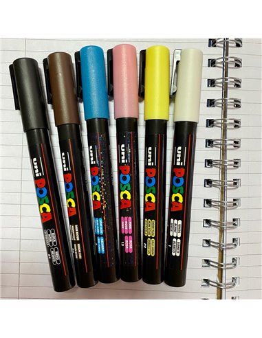 POS15,Set 6 Markere UNI-POSCA PC-3M, 0.9-1.3 mm, POS15