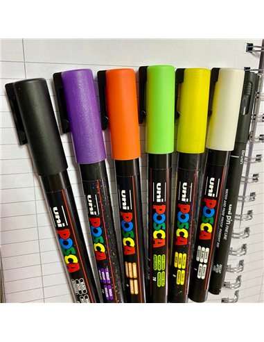 POS16,Set 6 Markere UNI-POSCA PC-3M, 0.9-1.3 mm + Liner Uni, POS16