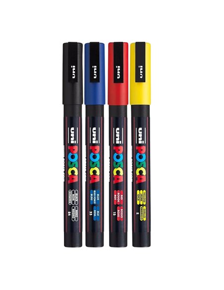 182634672,Set 4 markere, Posca PC-3M varf fin, Culori de baza