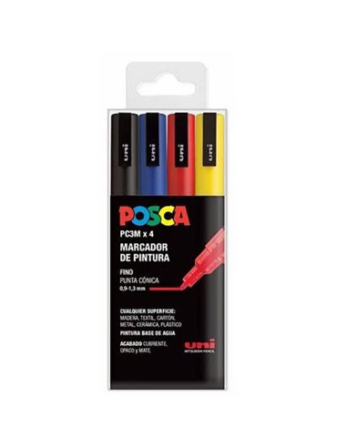 182634672,Set 4 markere, Posca PC-3M varf fin, Culori de baza