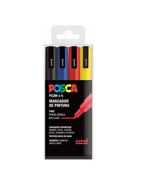 182634672,Set 4 markere, Posca PC-3M varf fin, Culori de baza