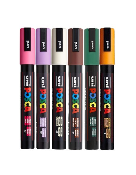 POS18,Set 6 Markere UNI-POSCA PC-5M, 1.8-2.5 mm, POS18