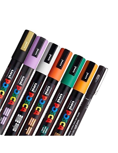 POS17,Set 6 Markere UNI-POSCA PC-5M, 1.8-2.5 mm + Liner Uni, POS17