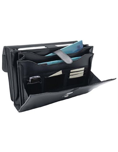 2358,Servieta imitatie piele Monolith, 2 compartimente, Negru