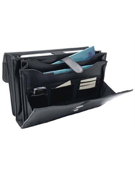 2358,Servieta imitatie piele Monolith, 2 compartimente, Negru