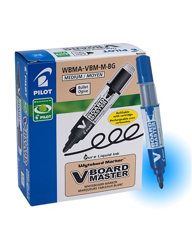 Marker pentru tabla Pilot Vboard Master, varf rotund, 2.3 mm, 10 bucati/cutie, albastru