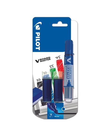BCD587408RO-B,Set marker whiteboard Pilot Vboard albastru si 2 rezerve