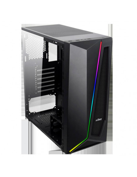 Carcasa nJoy Motion, Middle Tower, ATX, fara sursa,RGB Strip