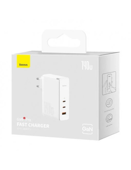 CCGP100202,INCARCATOR retea Baseus GaN5 Pro, Quick Charge 140W, 1 x USB, 2 x USB Type-C, include cablu USB Type-C la USB Type-C 
