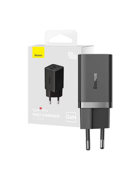 CCGP180101,INCARCATOR retea Baseus GaN5 Pro, Quick Charge 40W, 2 x USB Type-C, negru "CCGP180101" - 6932172627904