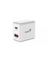 32590005400,Incarcator retea Genius 32590005400, 1x USB-C, 1x USB-A, 3A, Alb