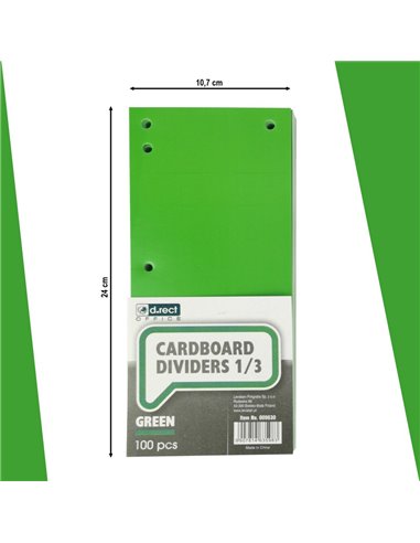009630,Separatoare biblioraft din carton D.Rect Office 1/3 100 BUC, Verde