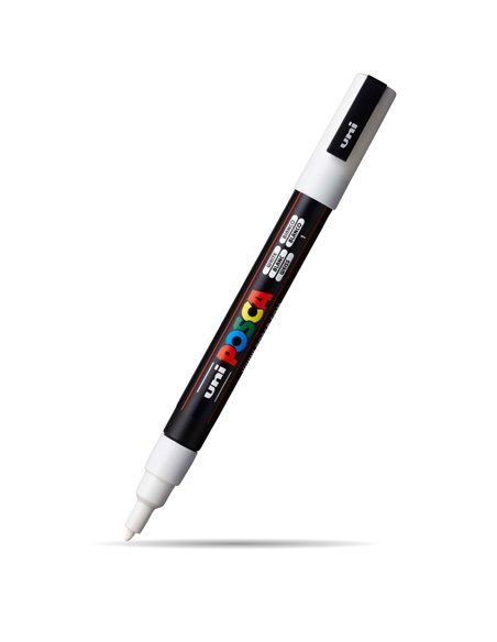 Marker UNI Posca PC-3M, varf 0.9 - 1.3 mm, Alb