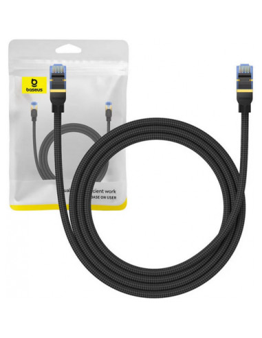RY-B0013320B111-02,Patch cord UTP Baseus Cat7, fire din cupru, round cable, viteza maxima 10 Gbps, PVC, 1.5m, negru "B0013320B11