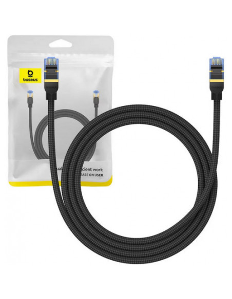 RY-B0013320B111-02,Patch cord UTP Baseus Cat7, fire din cupru, round cable, viteza maxima 10 Gbps, PVC, 1.5m, negru "B0013320B11