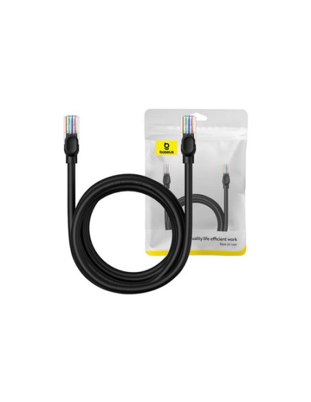 RY-B00133206111-04,Patch cord UTP Baseus Cat5, fire din cupru, round cable, viteza maxima 1 Gbps, PVC, 3m, negru "B00133206111-0