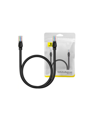 RY-B00133206111-00,Patch cord UTP Baseus Cat5, fire din cupru, round cable, viteza maxima 1 Gbps, PVC, 0.5m, negru "B00133206111