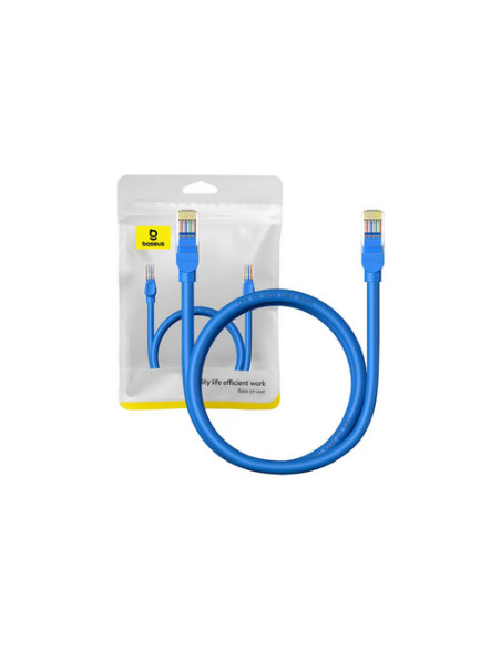 RY-B00133204311-01,Patch cord UTP Baseus Cat6, fire din cupru, round cable, viteza maxima 1 Gbps, PVC, 1m, albastru "B0013320431