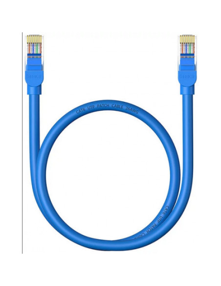 RY-B00133204311-00,Patch cord UTP Baseus Cat6, fire din cupru, round cable, viteza maxima 1 Gbps, PVC, 0.5m, albastru "B00133204