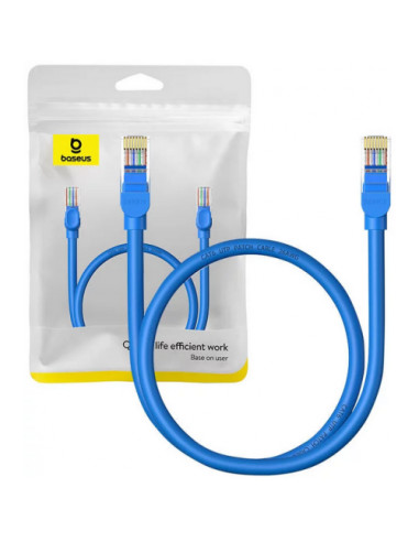 RY-B00133204311-00,Patch cord UTP Baseus Cat6, fire din cupru, round cable, viteza maxima 1 Gbps, PVC, 0.5m, albastru "B00133204