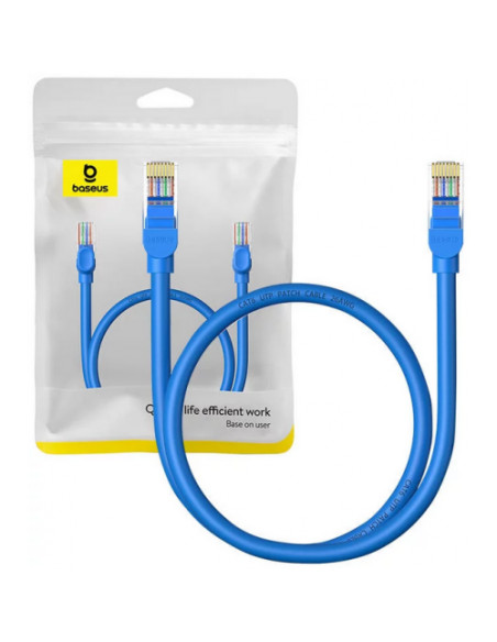 RY-B00133204311-00,Patch cord UTP Baseus Cat6, fire din cupru, round cable, viteza maxima 1 Gbps, PVC, 0.5m, albastru "B00133204