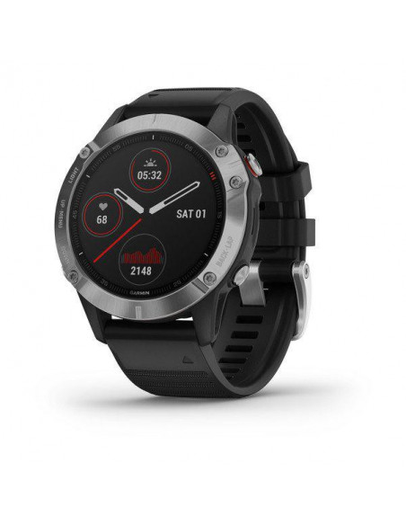 Ceas Smartwatch Garmin Fenix 6 Silver, GPS, Black Stainless