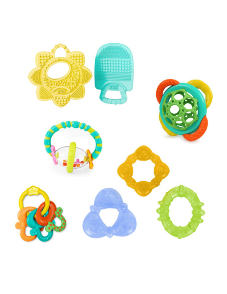 BB-13082,Bright Starts - Set cadou 8 buc dintitori usor de prins “Teeth Relief”