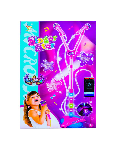 HD-8842,Microfon dublu cu baterii si suport