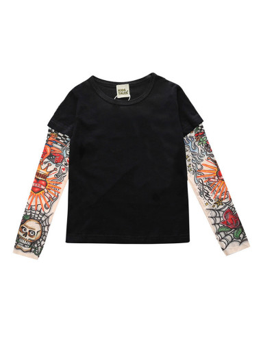 UP-trtatuaj17,Tricou copii negru cu tatuaj Drool (Marime: 80, Model: Model B)