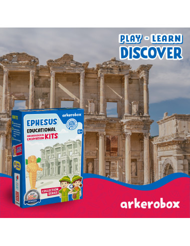 UP-ARK2292,Arkerobox - Set arheologic educational si puzzle 3D, Efes - Biblioteca Celsus