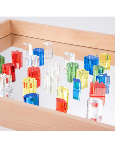 TIK73466,Tava mare din lemn cu oglinda acrilica, 500 x 435 x 50 mm, pentru activitati senzoriale