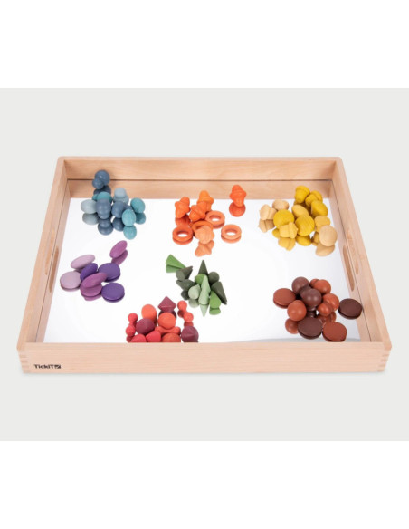 TIK73466,Tava mare din lemn cu oglinda acrilica, 500 x 435 x 50 mm, pentru activitati senzoriale