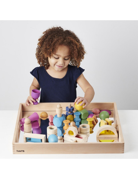 TIK73466,Tava mare din lemn cu oglinda acrilica, 500 x 435 x 50 mm, pentru activitati senzoriale