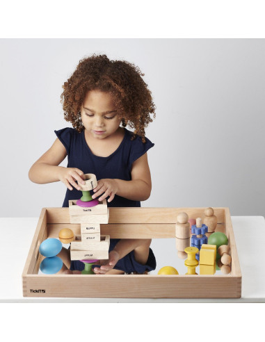 TIK73466,Tava mare din lemn cu oglinda acrilica, 500 x 435 x 50 mm, pentru activitati senzoriale