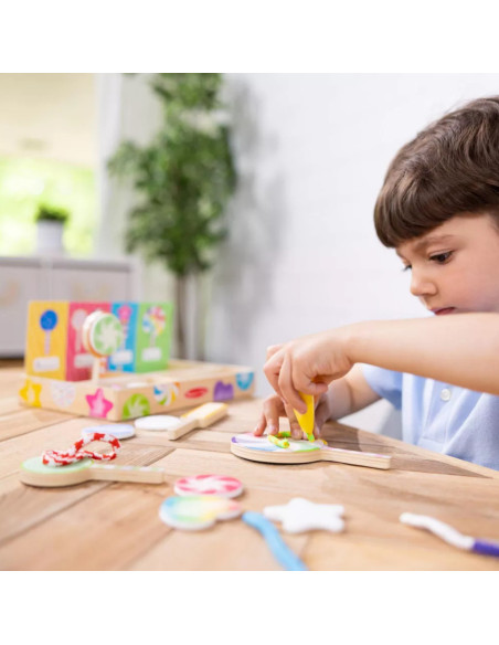 MD92312,Joc din lemn pentru dezvoltarea indemanarii Acadele multicolore