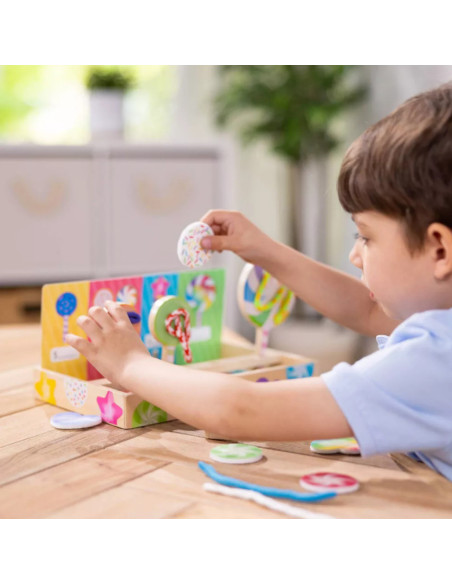 MD92312,Joc din lemn pentru dezvoltarea indemanarii Acadele multicolore