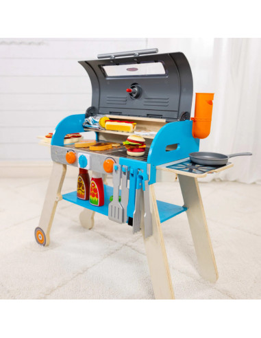 MD30608,Set de joaca din lemn cu accesorii Grill si Pizza