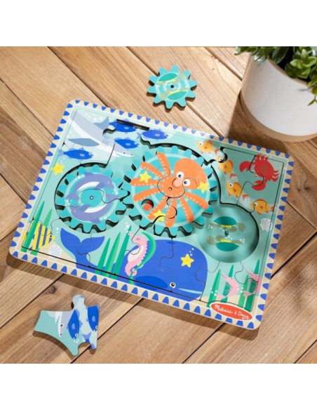 MD31003,Puzzle educativ din lemn, cu rotite dintate, Oceanul, 8 piese, pentru copii 3 ani+, Melissa&Doug 31003 MD31003,Puzzle educativ din lemn, cu rotite dintate, Oceanul, 8 piese, pentru copii 3 ani+, Melissa&Doug 31003