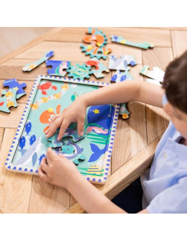 MD31003,Puzzle educativ din lemn, cu rotite dintate, Oceanul, 8 piese, pentru copii 3 ani+, Melissa&Doug 31003 MD31003,Puzzle educativ din lemn, cu rotite dintate, Oceanul, 8 piese, pentru copii 3 ani+, Melissa&Doug 31003