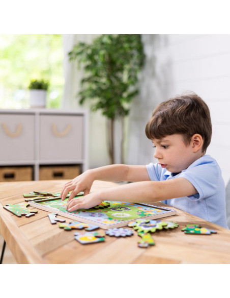 MD31004,Puzzle din lemn cu rotite dintate pentru invatarea numararii prin joaca Animale vesele MD31004,Puzzle din lemn cu rotite dintate pentru invatarea numararii prin joaca Animale vesele