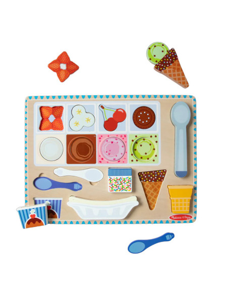 MD31006,Set de joaca din lemn si puzzle magnetic Inghetata MD31006,Set de joaca din lemn si puzzle magnetic Inghetata