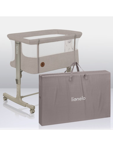 BN-LO-AURORA_BEIGE_SAND,Patut co-sleeper, Lionelo, Aurora, 3 in 1, Cu leganare si setare unghiulara, Include saltea cu densitate