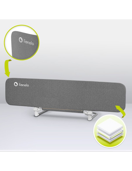 BN-LO-LORA_XL_GREY_STONE,Bariera de protectie pentru pat, Lionelo, Lora XL, Pliabila, Sistem de blocare StandSafe, Geanta de tra