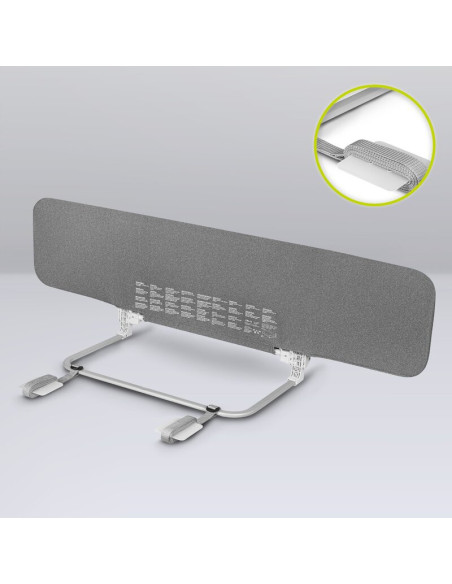 BN-LO-LORA_XL_GREY_STONE,Bariera de protectie pentru pat, Lionelo, Lora XL, Pliabila, Sistem de blocare StandSafe, Geanta de tra