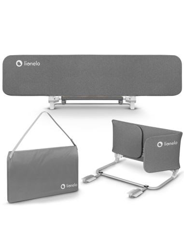BN-LO-LORA_XL_GREY_STONE,Bariera de protectie pentru pat, Lionelo, Lora XL, Pliabila, Sistem de blocare StandSafe, Geanta de tra